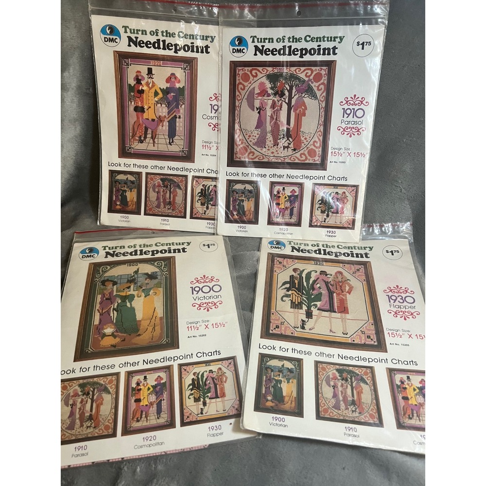 Vintage DMC Turn of the Century Needlepoint Charts Lot 1900 1910 1920 1930 Lot 4